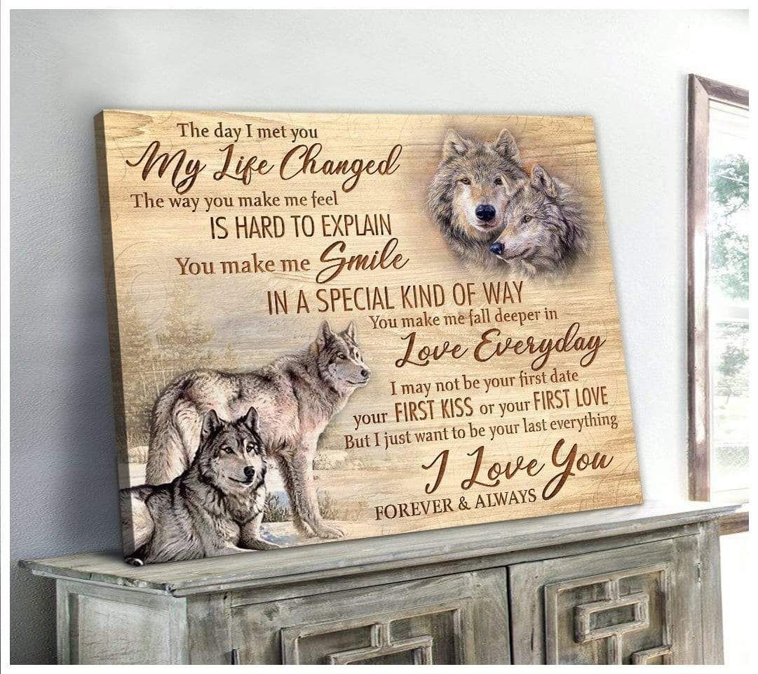 The Day I Met You Wolf Wall Art Canvas Gift For Family, Wall Art Decor, Canvas Print, Home Decor