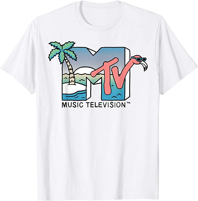 Beach Island Flamingo Logo Vintage Graphic T-Shirt