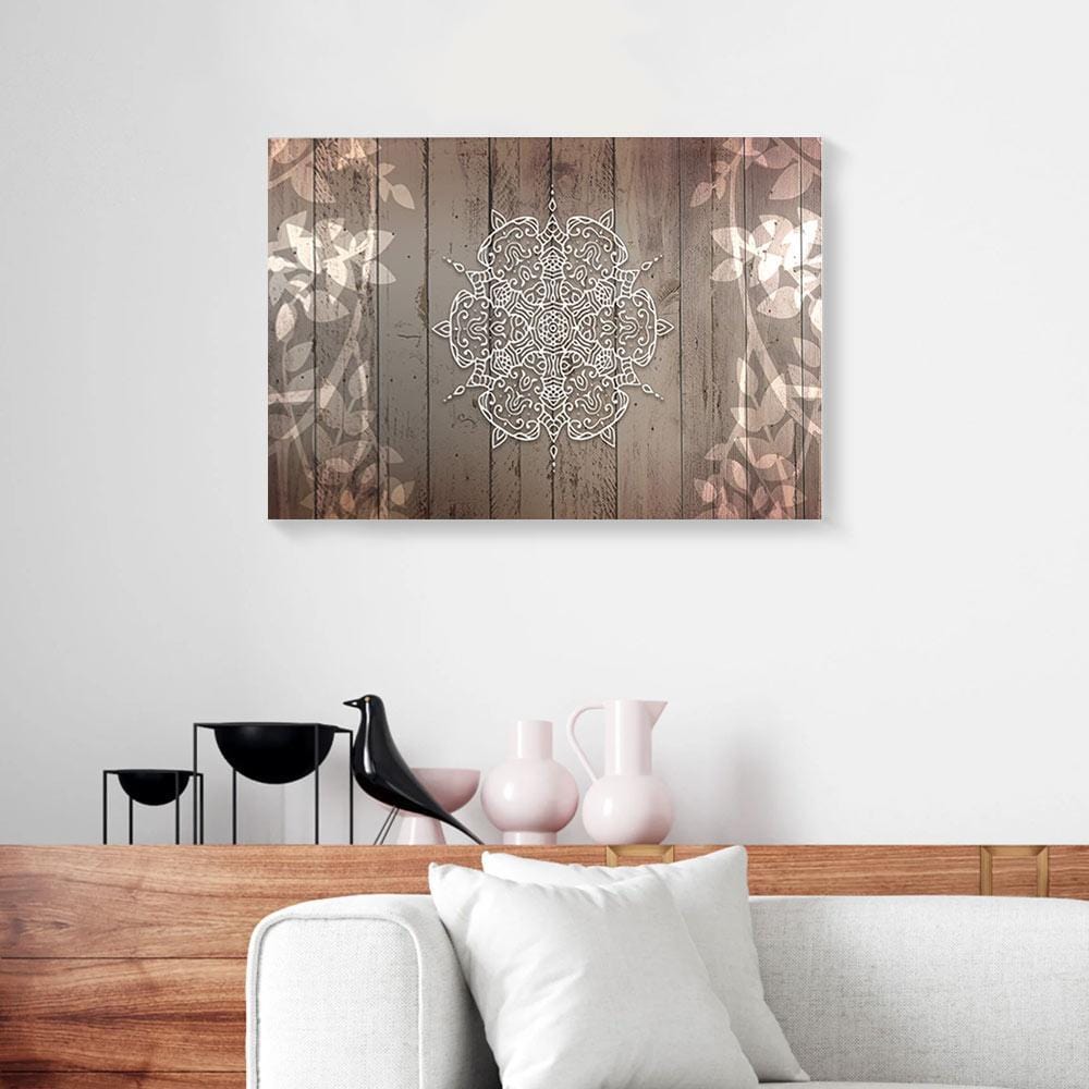 Canvas Painting Boho Mandala Tan Pink Wood Frame Yoga Canvas Home Decor Canvas