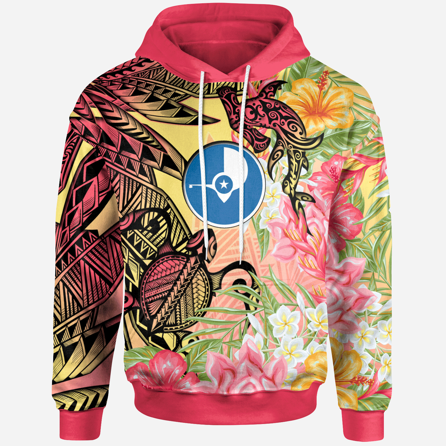 Yap State Hoodie – Flowers Tropical With Sea Animals – BN01