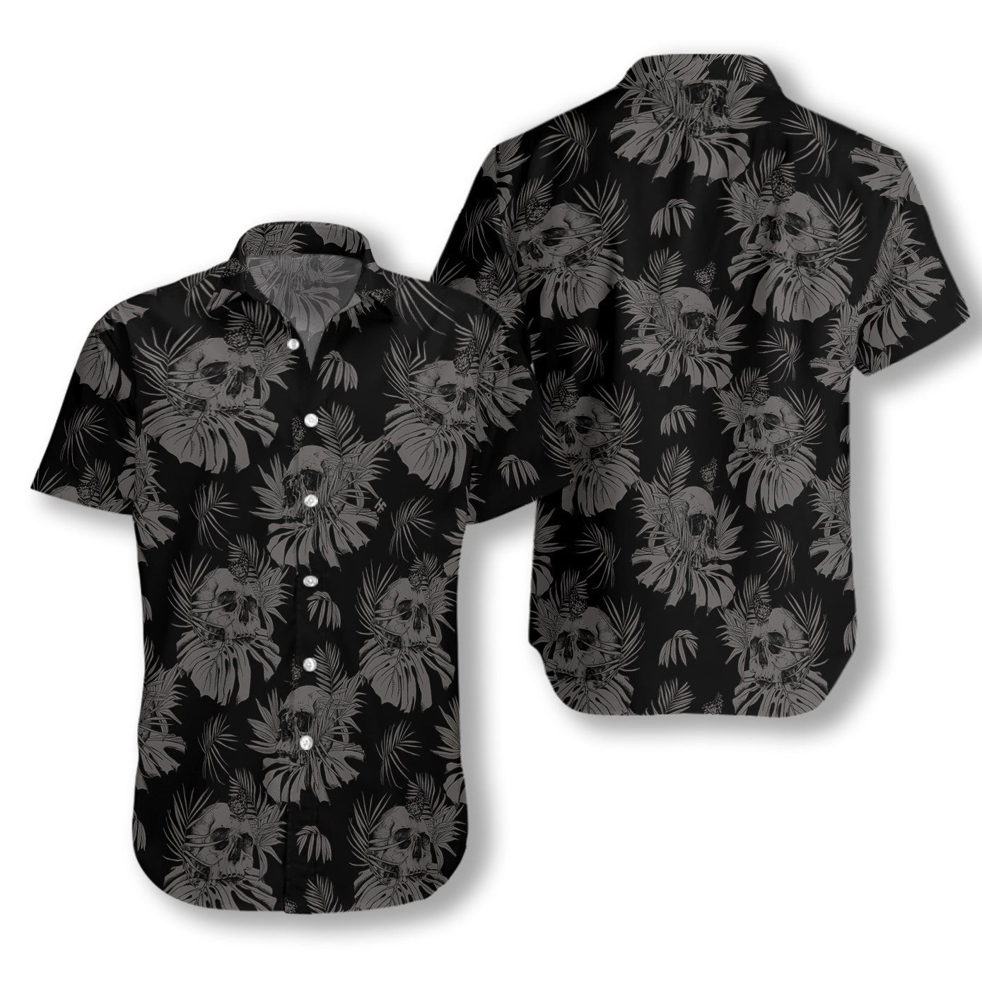 Seamless Gothic Skull With Butterfly Goth Ez20 1112 Hawaiian Shirt