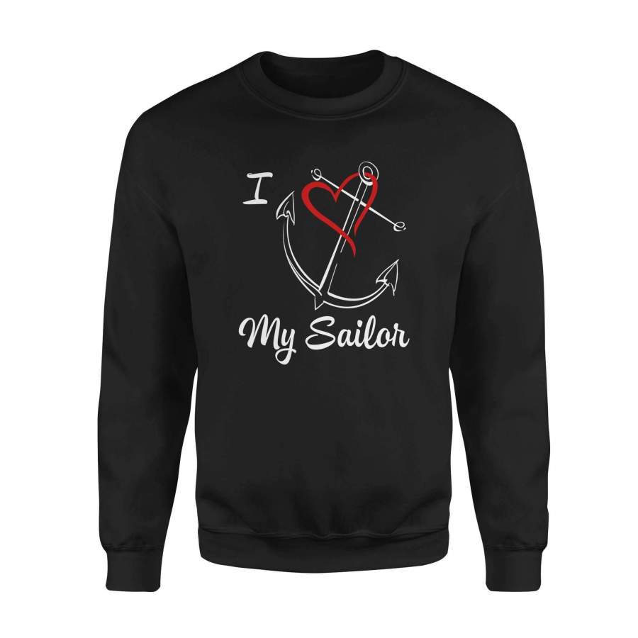 Navy – I love my sailor – Standard Fleece Sweatshirt