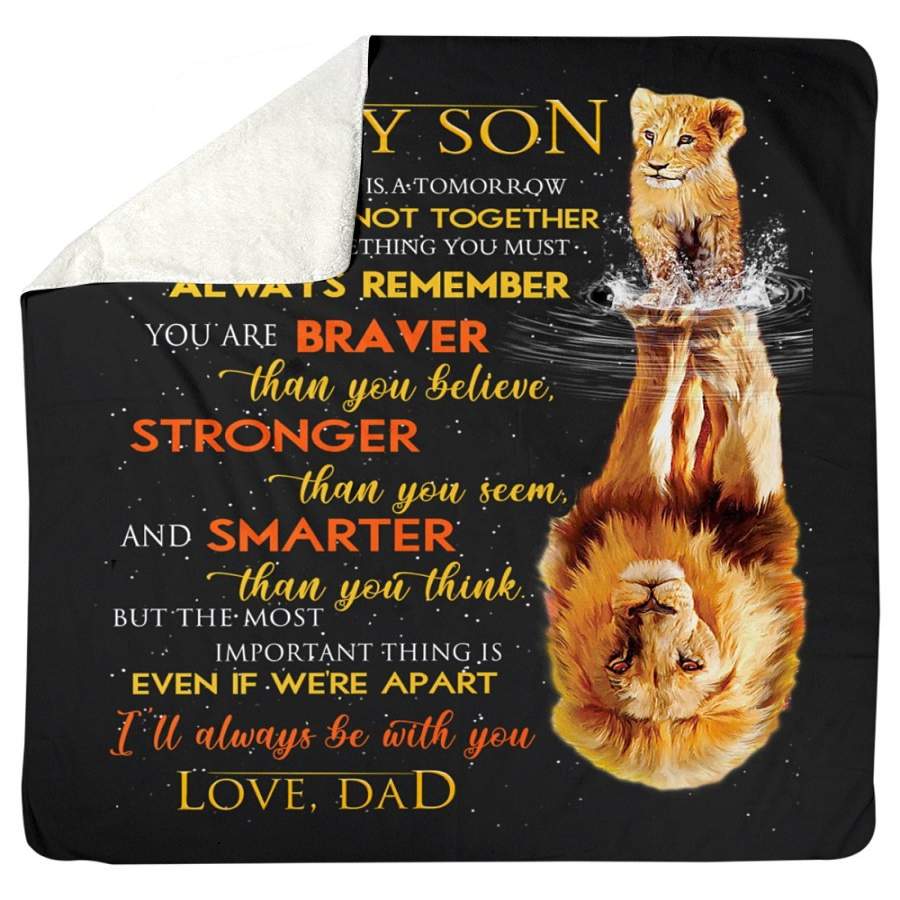 Lion Father To Son Gift Sherpa Blanket