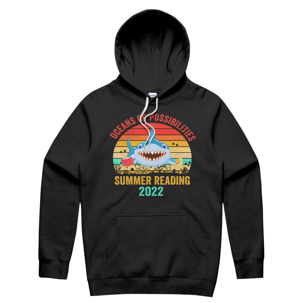 Summer Reading 2022 Tshirt Vintage Retro Teacher Shark Book T-Shirt Hoodie