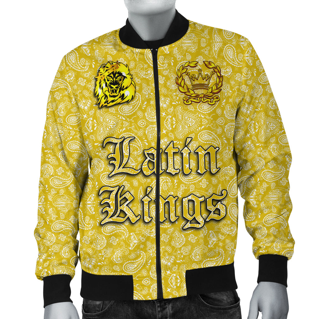 (Custom) Latin Kings Bomber Jacket Yellow Bandana A31