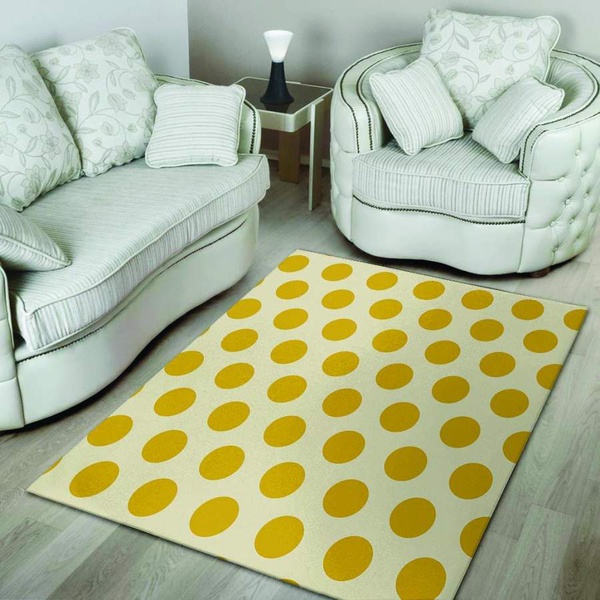 Yellow White Polka Dot Area Rug