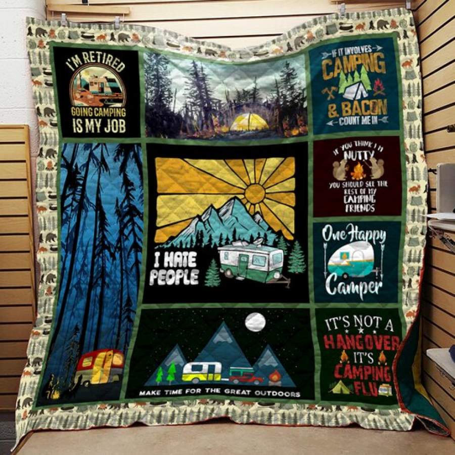 Wozoro Quilt Blanket Camping I Hate People Make Time For Great Outdoors Twin Queen King Size