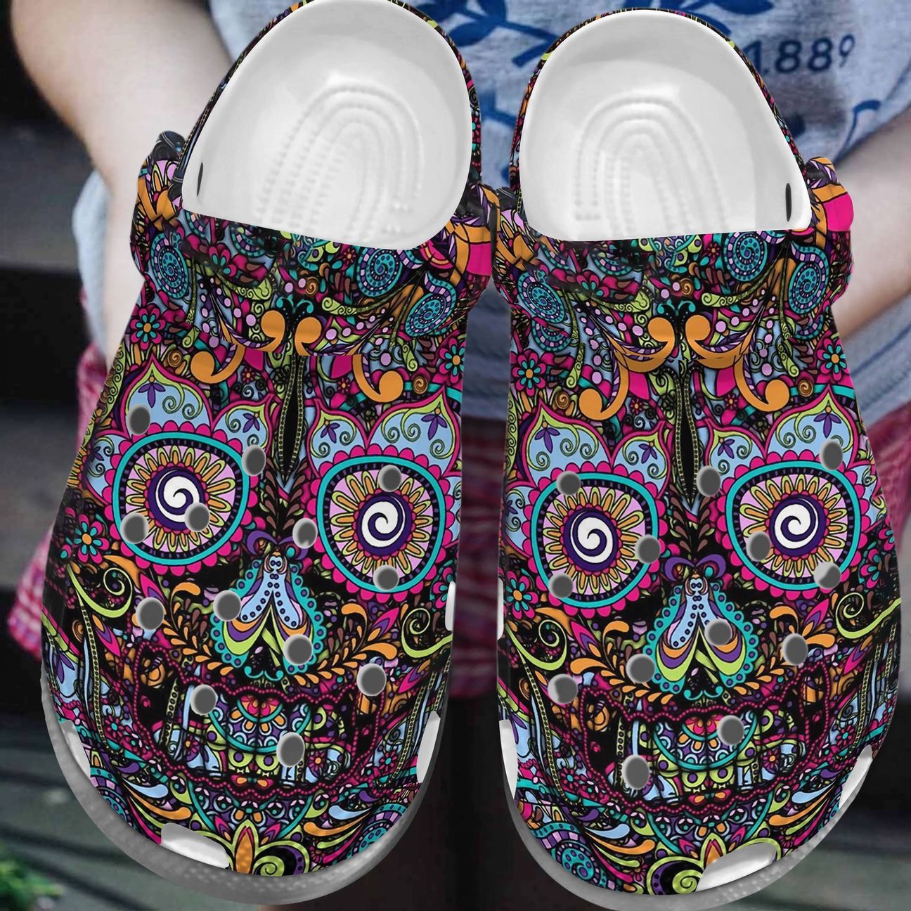 Skull Personalized Clog, Custom Name, Text, Color, Number Fashion Style For Women, Men, Kid, Print 3D Sugar Skull V1310