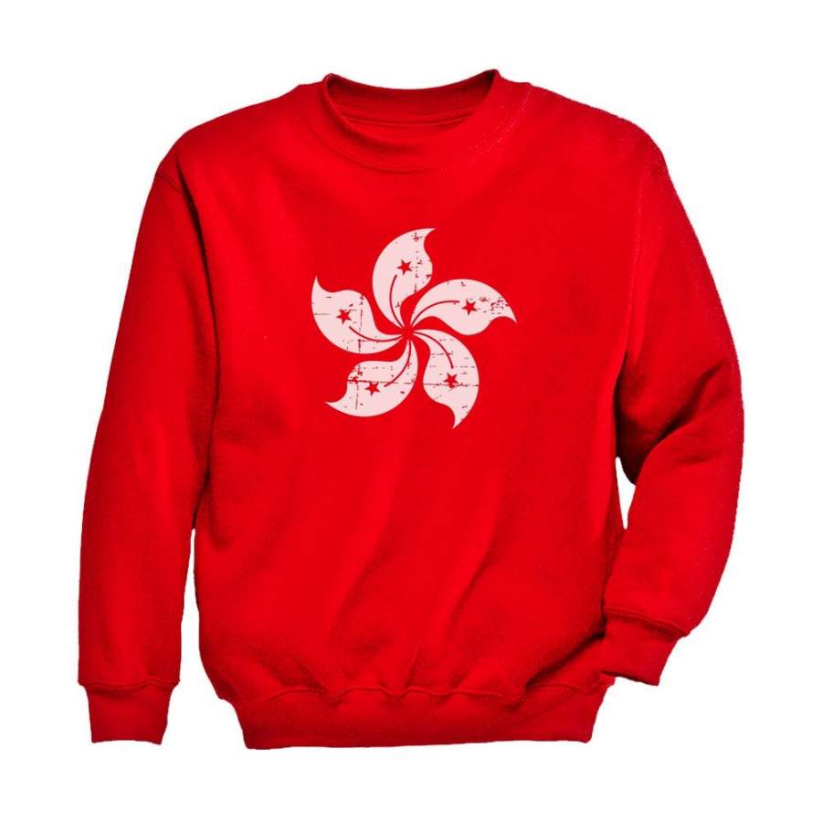 Vintage Hong Kong Flag Youth Kids Sweatshirt