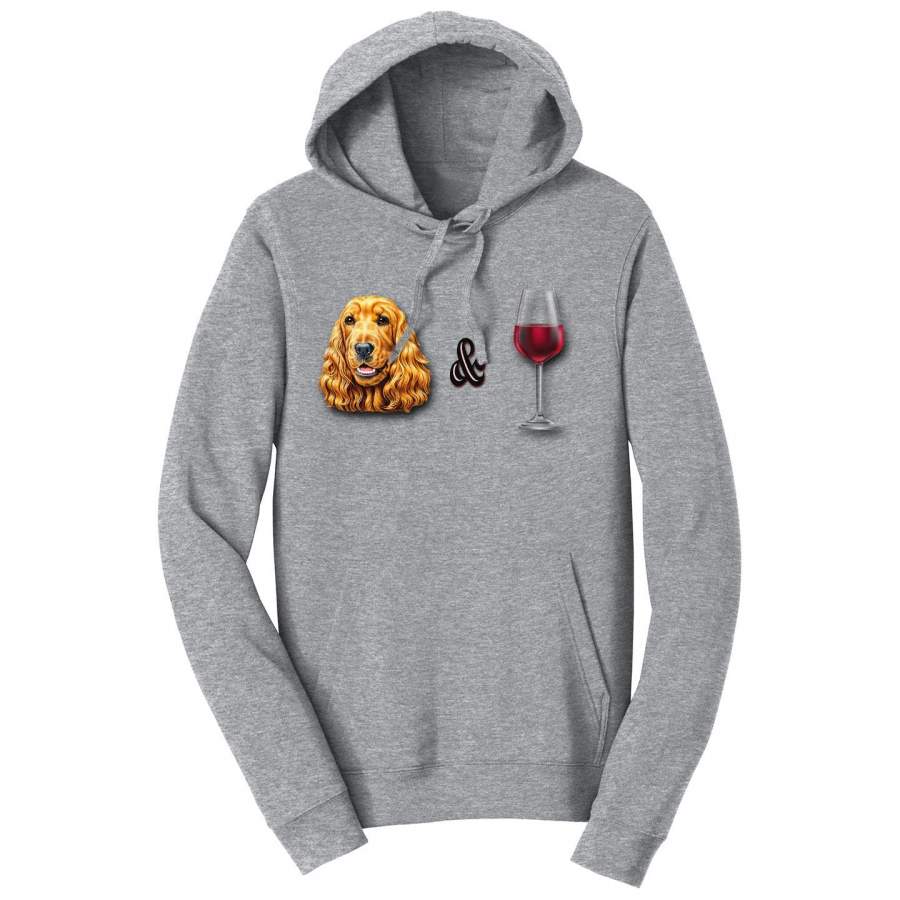 Cocker Spaniel and Wine – Adult Unisex Hoodie Sweatshirt
