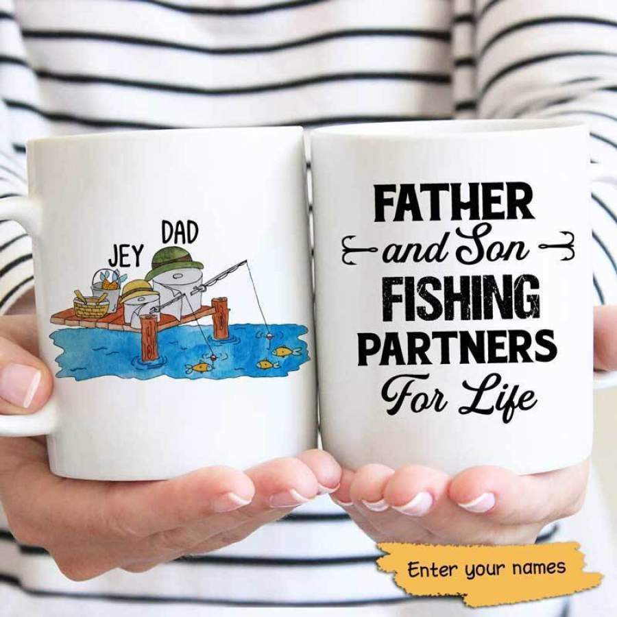 Dad Don‘t Go Fishing Alone Personalized Mug