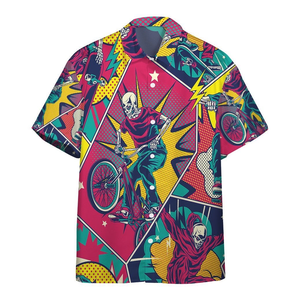 Comic Style Skull Riding Hawaii Shirt For Men Women Adult Ha78500