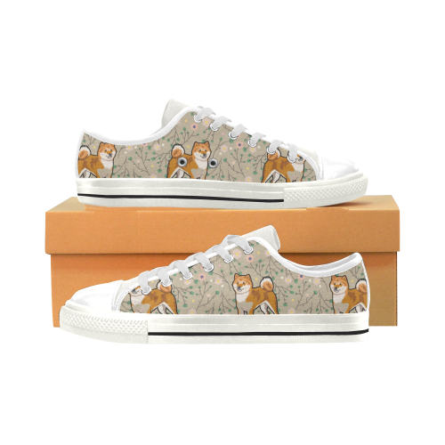 Akita Flower White Men’s Classic Canvas Shoes