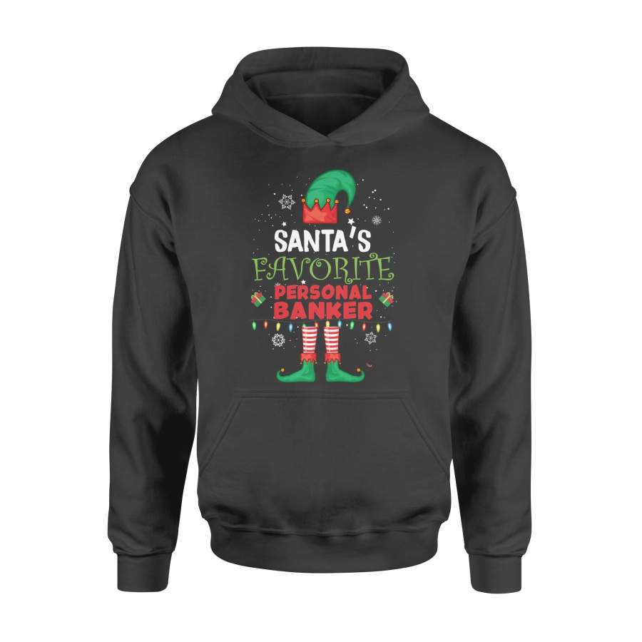 Dngfashion ‘s Santa’s Favorite Personal Banker – Personal Banker Shirt – Christmas Tree – Personal Banker Elf Shirt – Standard Hoodie