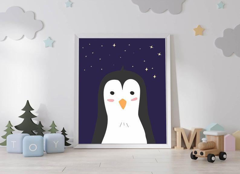 Penguin Baby Art,  Animal Polar Penguin Print, Baby Penguin Poster