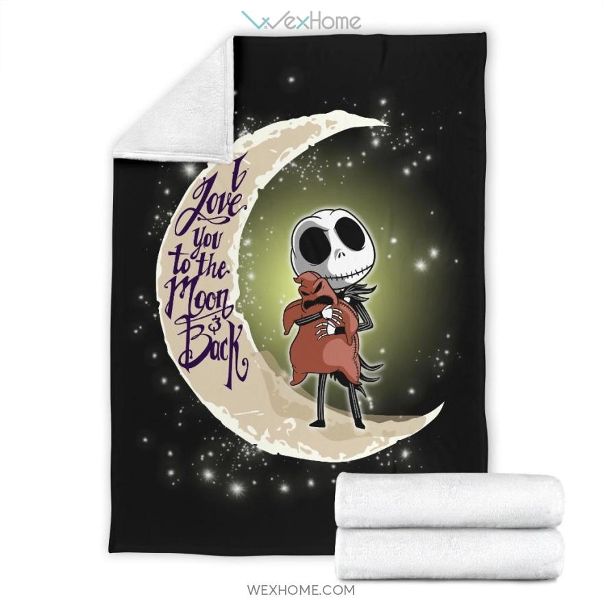 Love You To The Moon And Back Cute Jack Skellington The Nightmare Before Christmas Premium Blanket