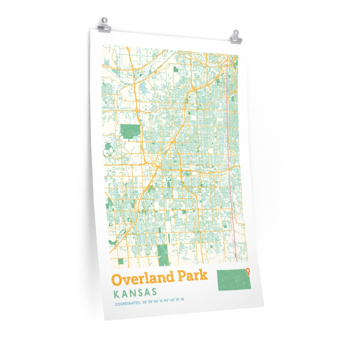 Overland Park Kansas City Street Map Poster