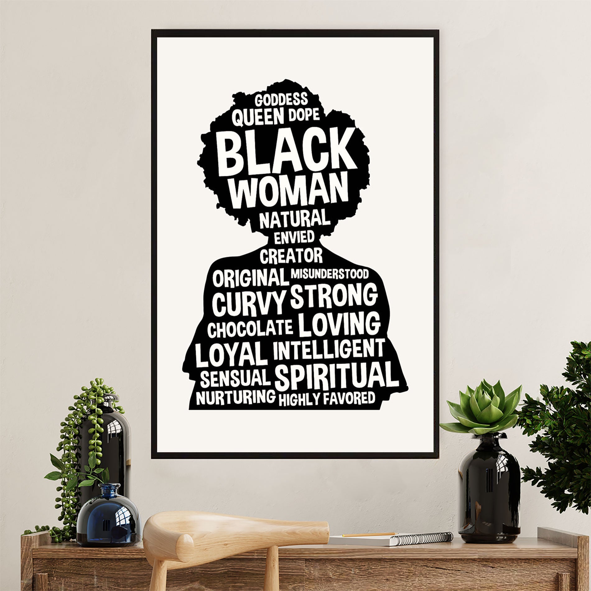 African American Afro Poster Prints | Black Woman Black Queen | Wall Art Gift For Black Girl