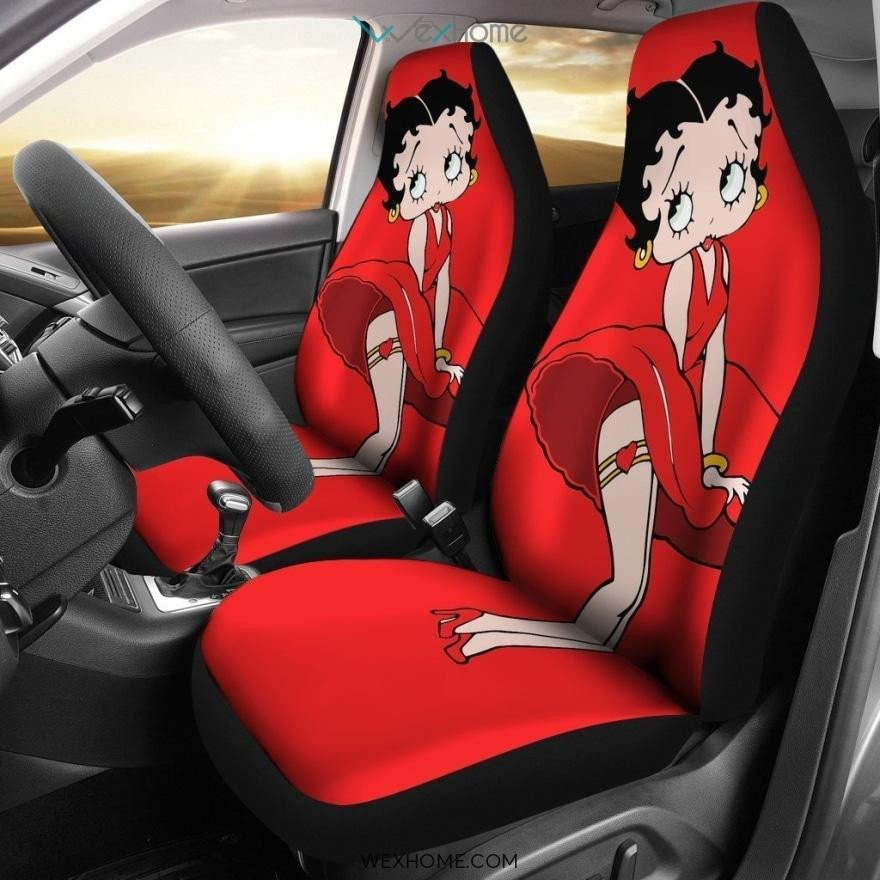 Betty Boop Charming In Red Theme Car Seat Covers