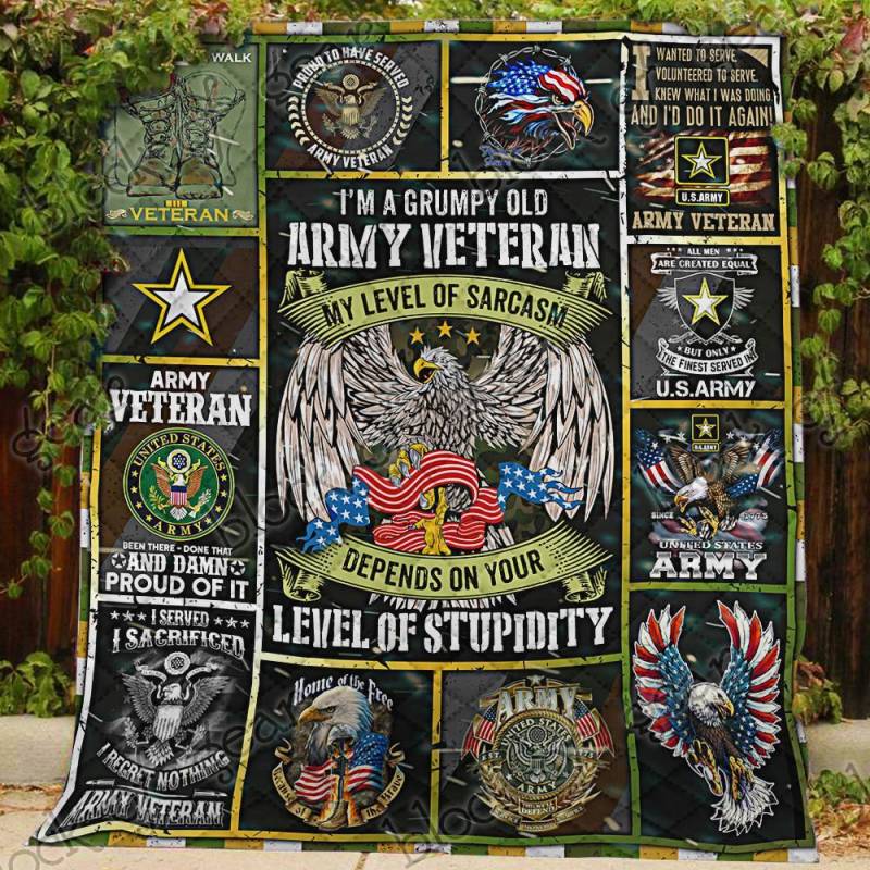 A BC-Grumpy Old Army Veteran Quilt Blanket KC1507