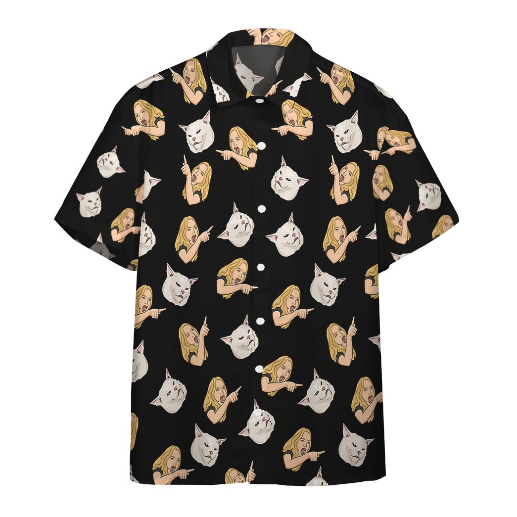 Gearhumans Woman Yelling At A Cat Custom Hawaiian Shirt Ha41146