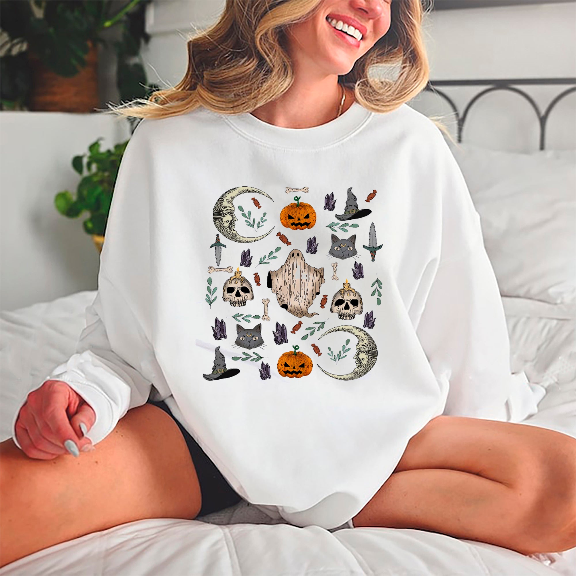 Halloween Vintage 2D Crewneck Sweatshirt All Over Print Sweatshirt For Women Sweatshirt For Men Sws1382