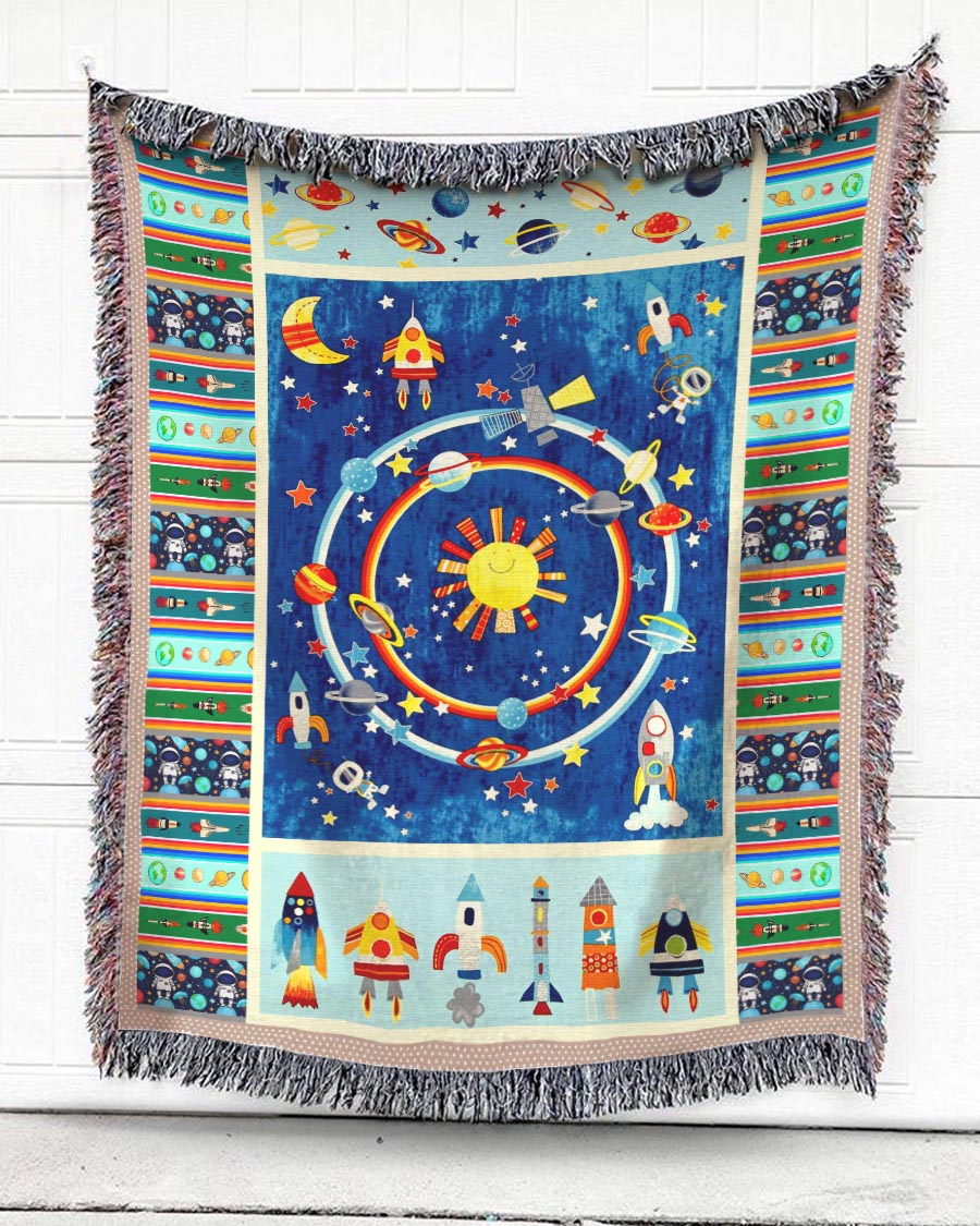 Woven Throw For Kids Birthday Gift, The Planets Of The Solar System, Cotton Blanket