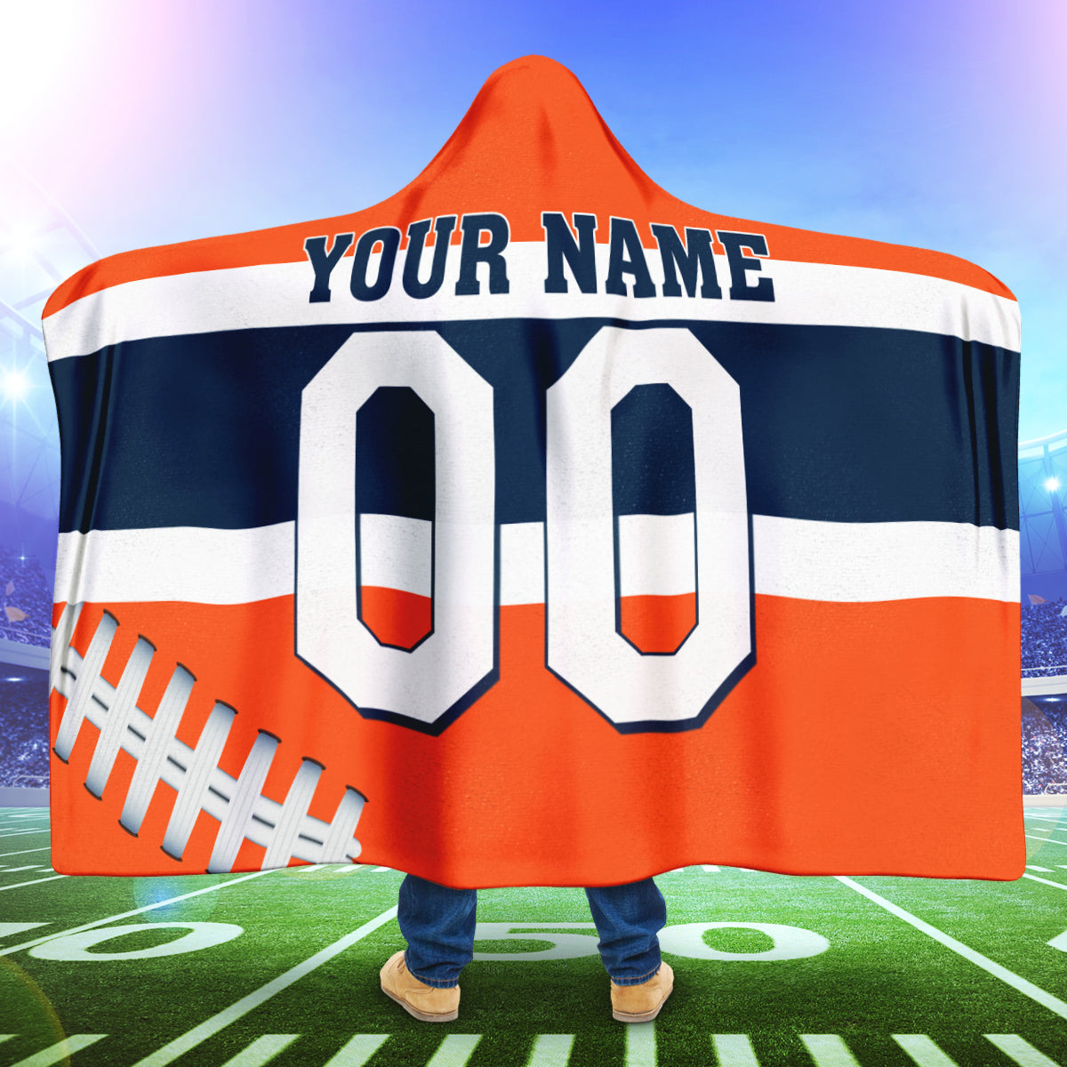 Custom Name Number Gift For Fan 3D Full Printing Hooded Blanket Denver Broncos 6598