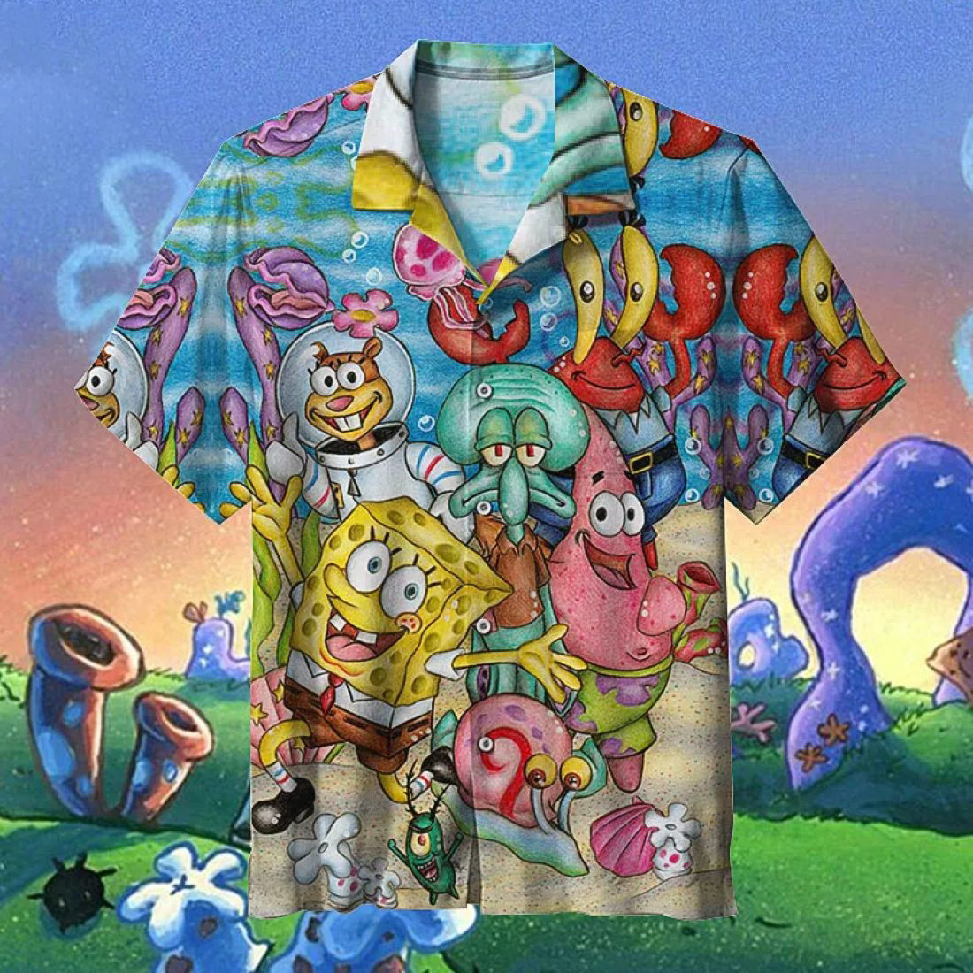 Spongebob Squarepants And Friends All Over Print Hawaii Shirt Ha23547