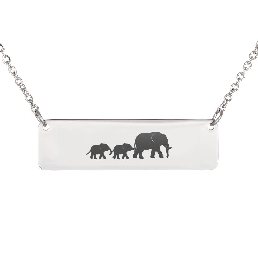 Personalized Mama Elephant + 2 Calves – Necklace