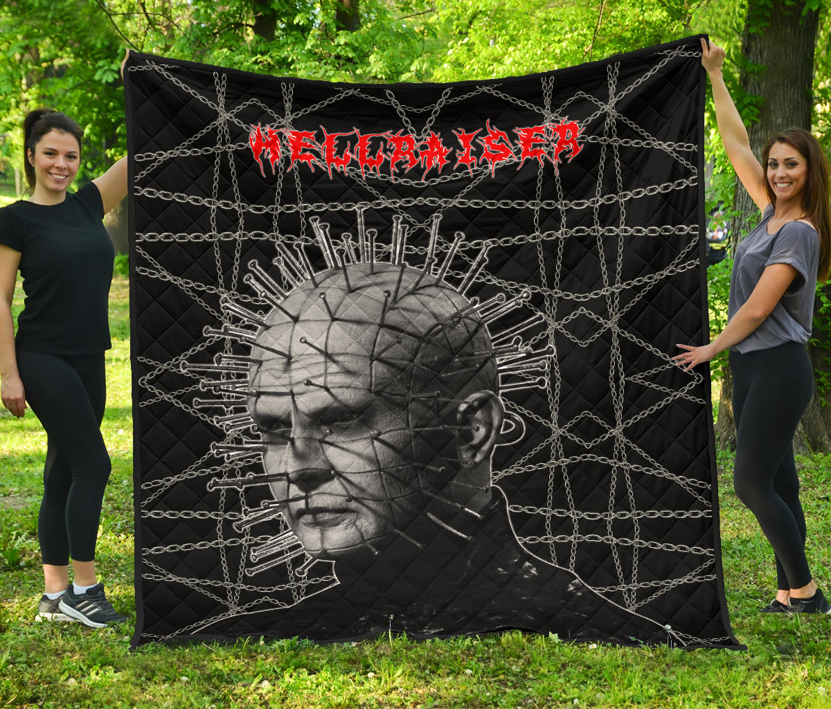 Horror Movie Premium Quilt | Hellraiser Pin Head Fire Circle Chains Background Quilt Blanket Nt090102