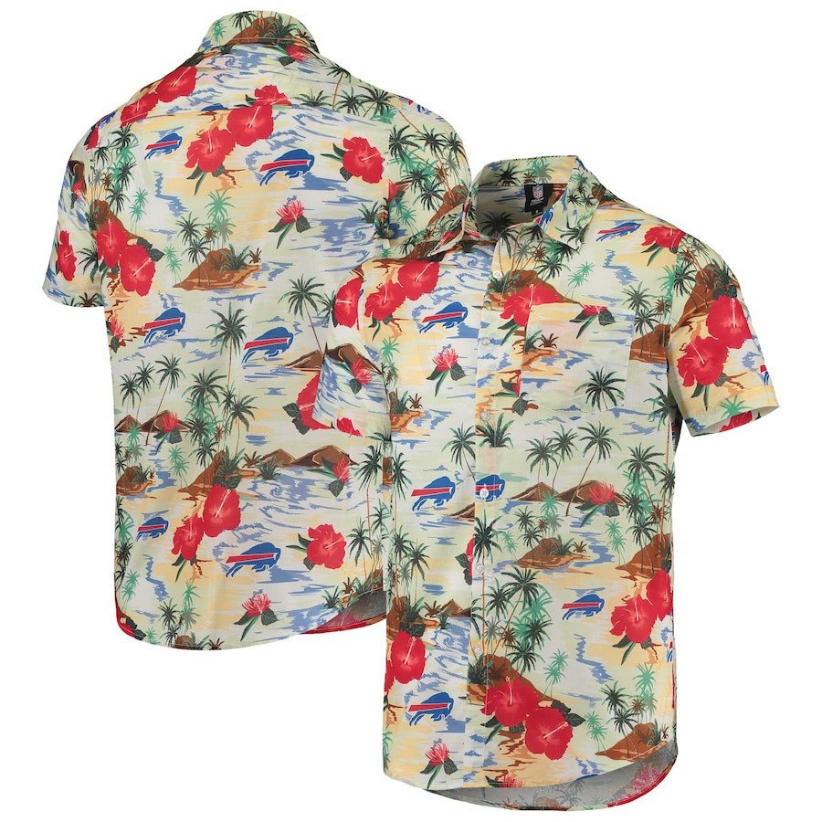 Buffalo Bills Cream Paradise Floral Hawaii Shirt Ha35629