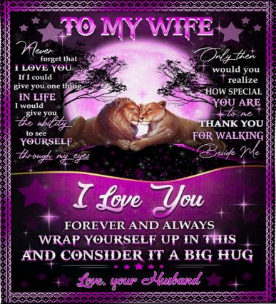 Wife Blanket To My Wife Thank You For Walking Beside Me Purple Moon Lions Couple Premium Blanket Full Size