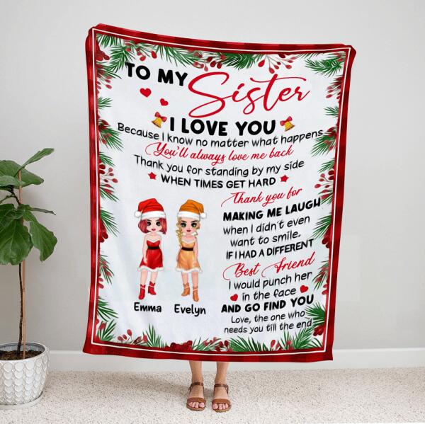 Personalized Xmas Blankets – Gifts For Little Sister – Christmas Gifts For Sister – Up To 3 Girls