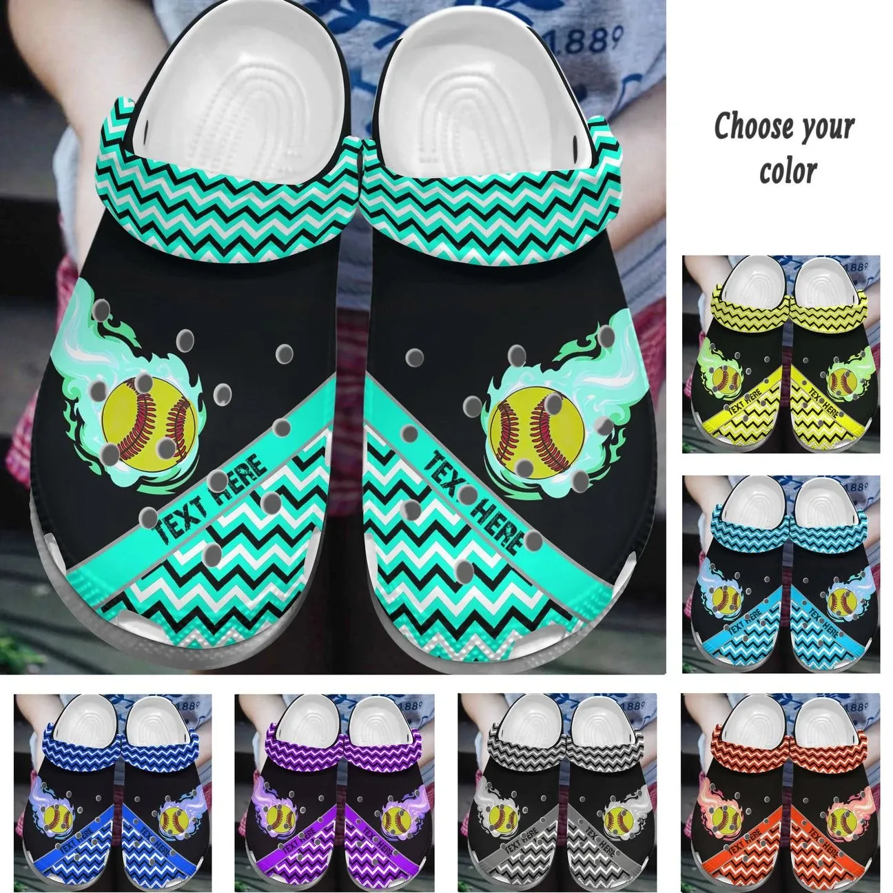 Softball Personalize Clog Custom Clogs Fashionstyle Comfortable For Women Men Kid Print 3D Personalized Colorful Softball