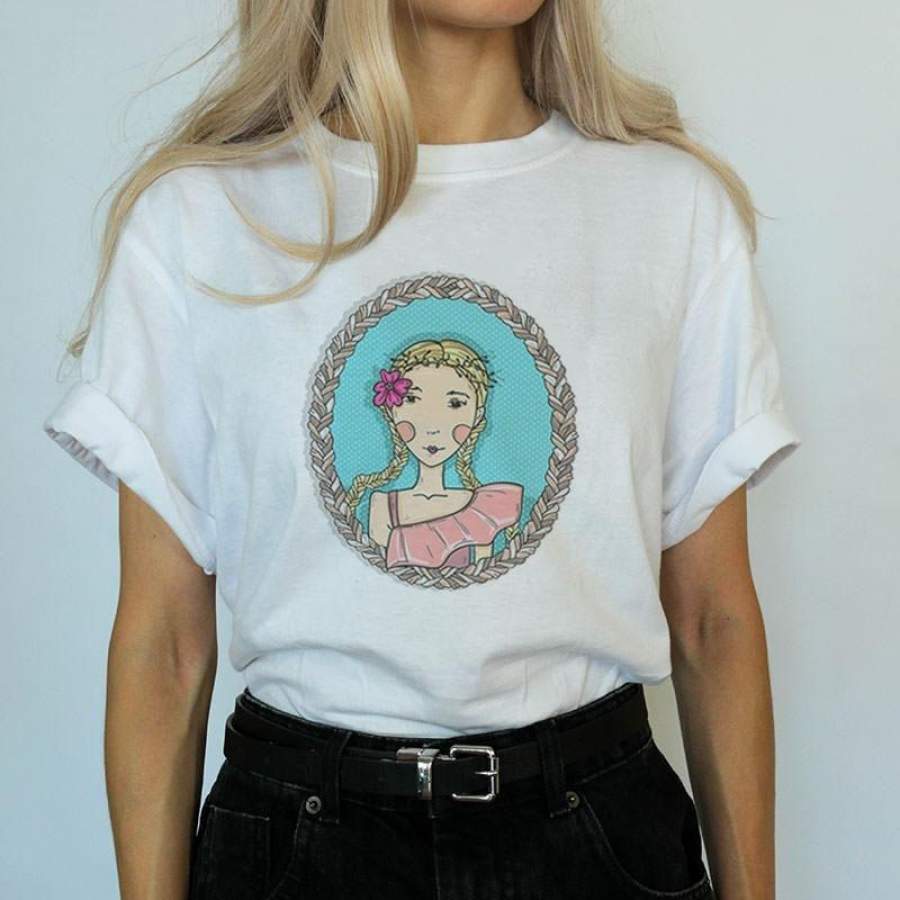 Background With Cute Girl And Frame From Her Hair Personalized Shirt