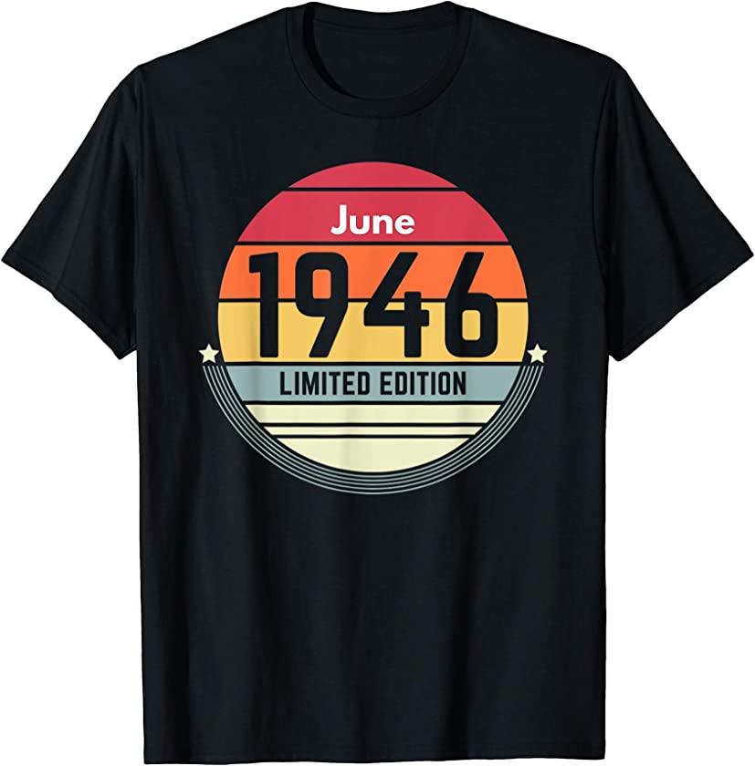 75th Birthday June 1946 Vintage Sunset Retro Women Men T-Shirt