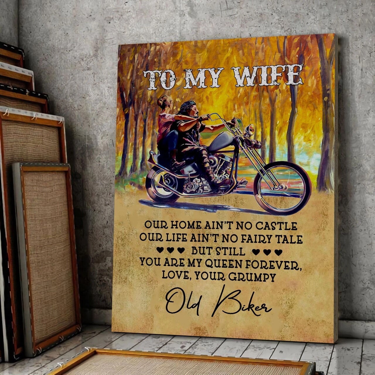 You Are My Queen Forever Grumpy Old Biker Canvas Gift For Biker Wife Canvas