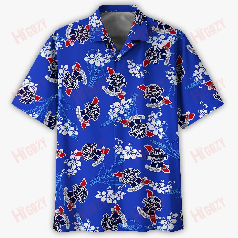 Higozy Pabst Blue Ribbon Hawaii Sleeve Shirts Hawaii For Men Ha103712