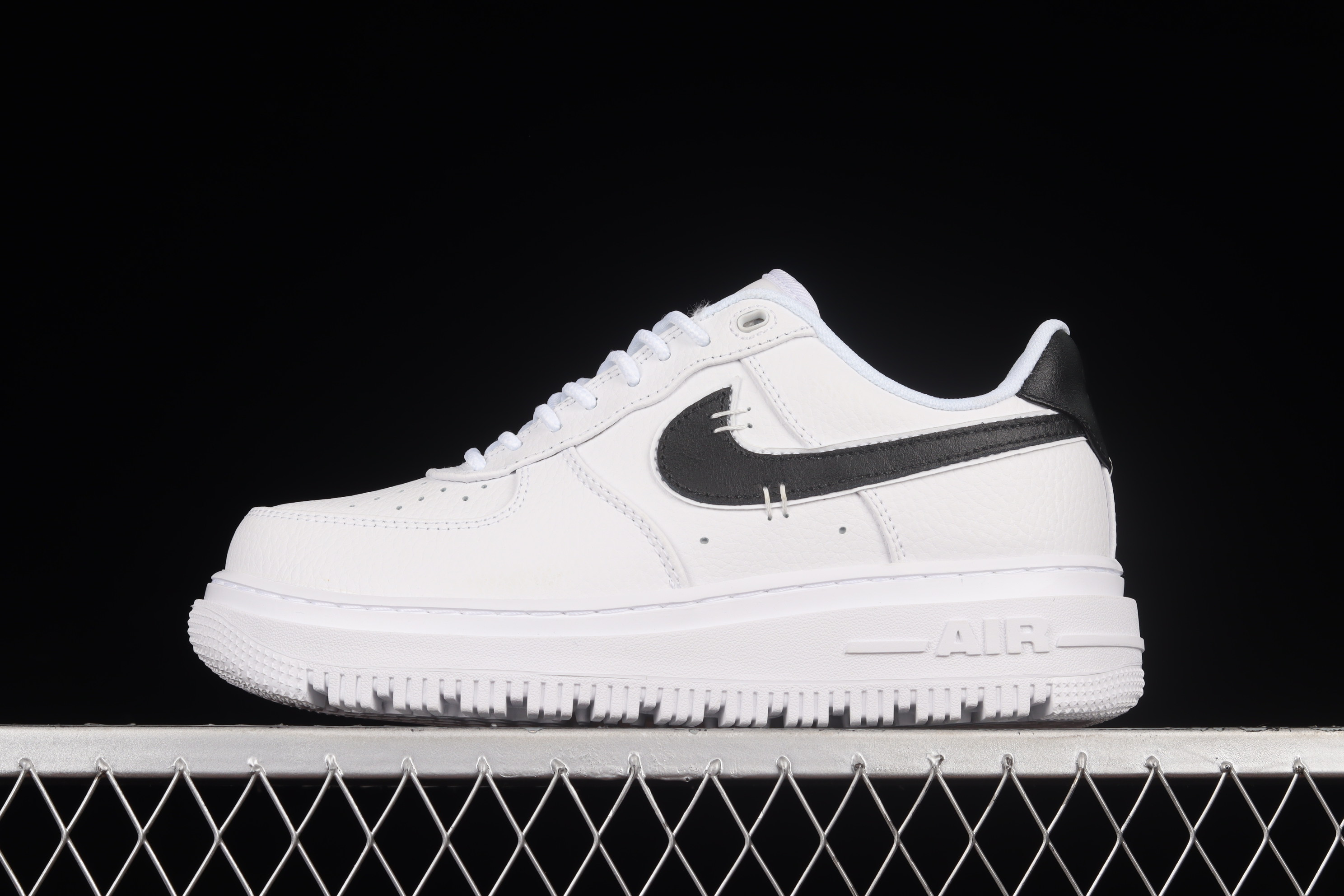 Nike Air Force 1 Low Luxe White Black Sneakers, Men SNK785633163