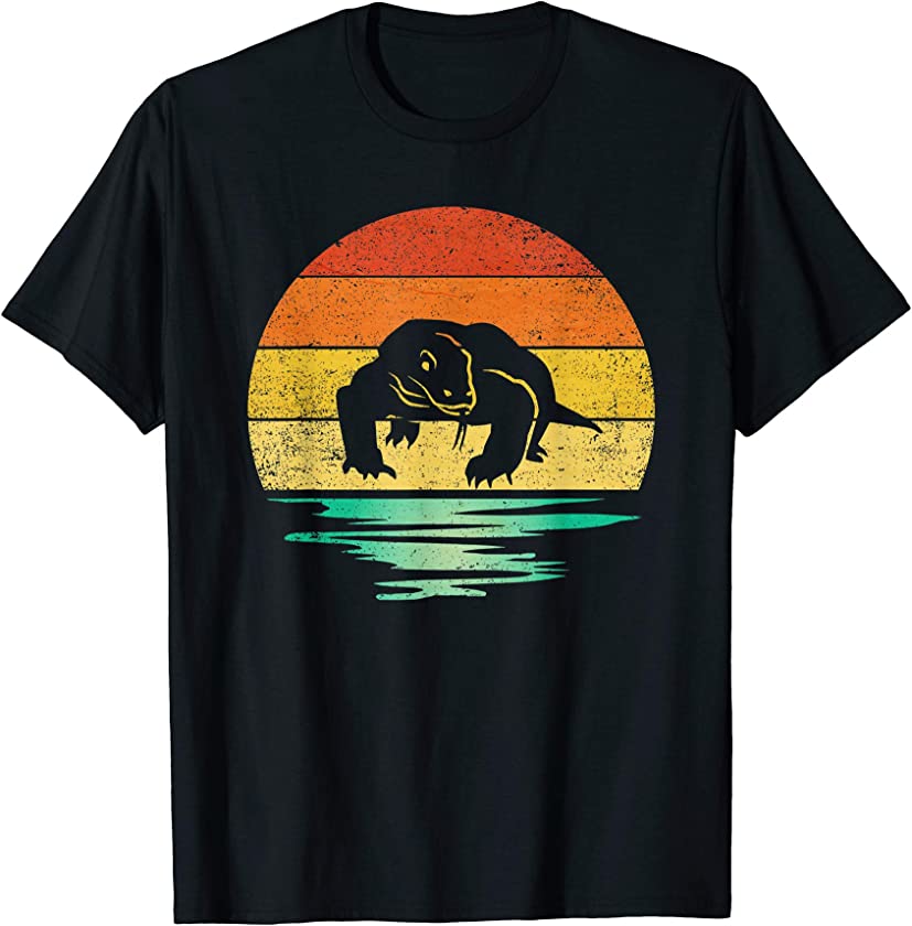 Vintage Komodo Dragon Reptile Retro Sunset Komodo Dragon T-Shirt