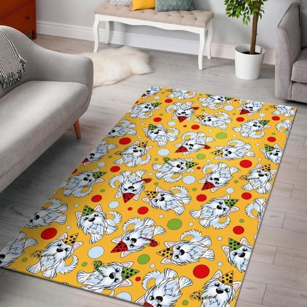 Puppy Yorkshire Terrier Dog Print Pattern Area Rug