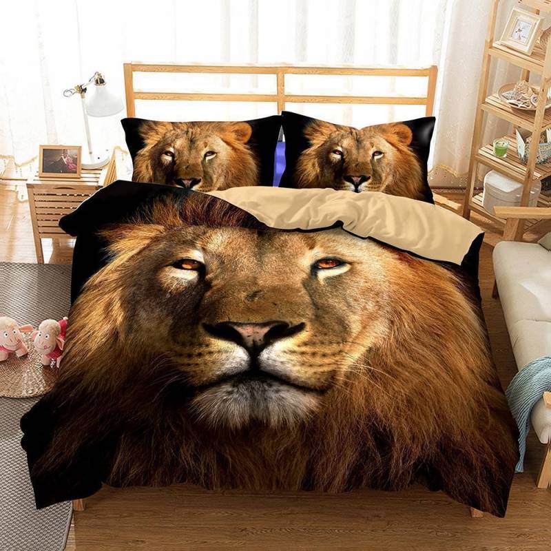 3D Animal Lion Printed Bedroom PillowsQueen Hes 3D Customize Bedding Set Duvet Cover SetBedroom Set Bedlinen