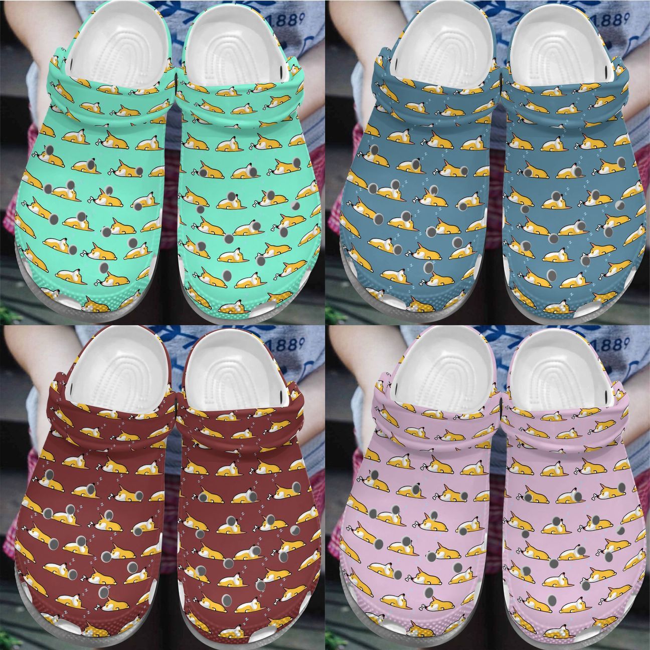 Corgi Personalize Clog, Custom Name, Text, Fashion Style For Women, Men, Kid, Print 3D Pattern 2