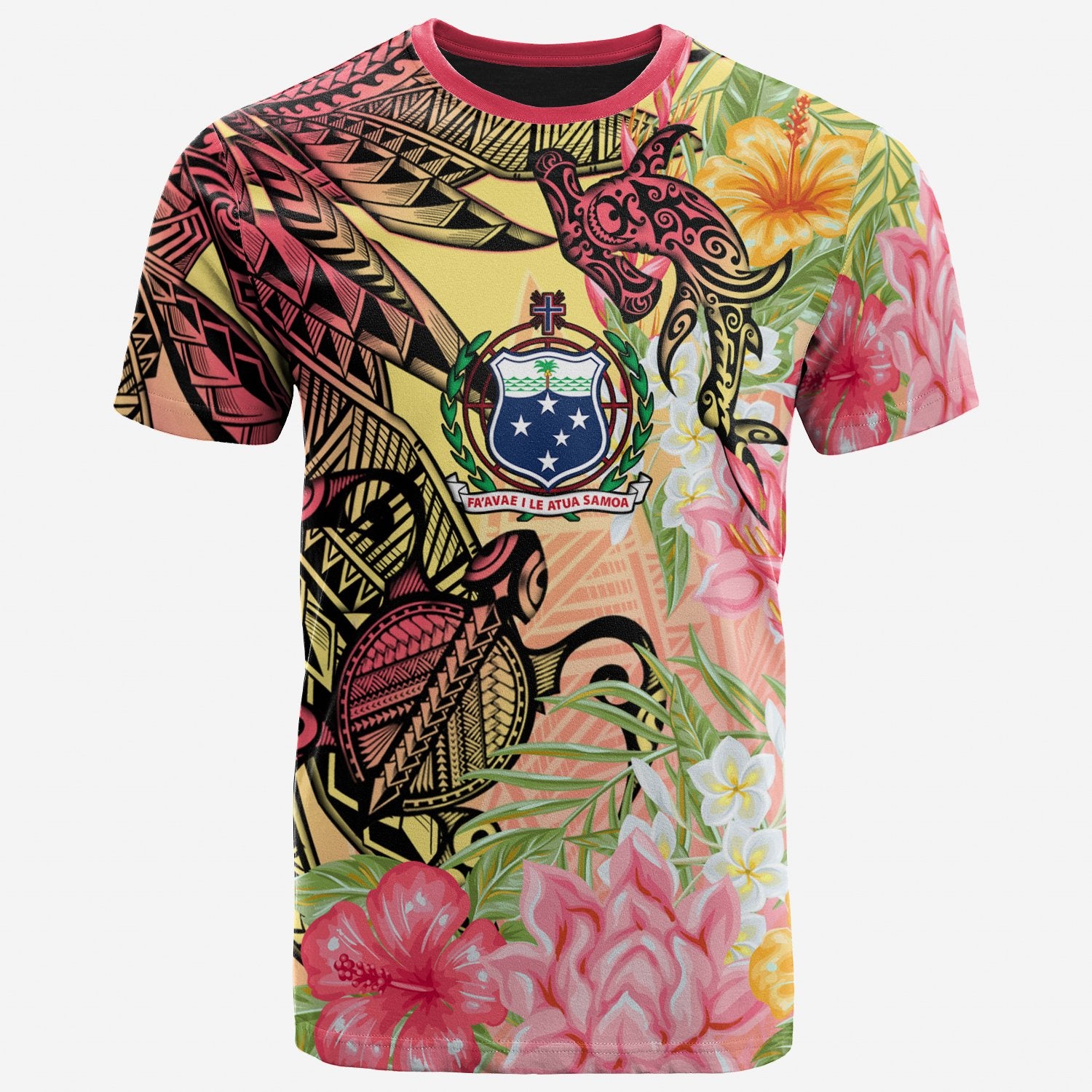 Samoa T-Shirt – Flowers Tropical With Sea Animals