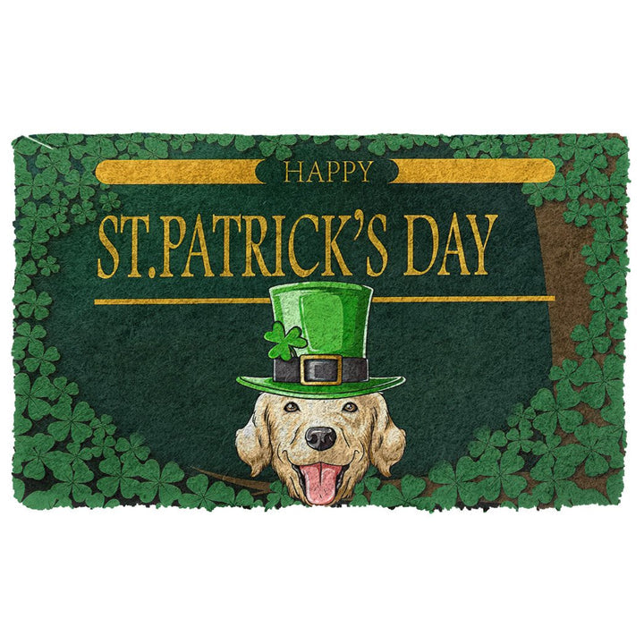 Waybackapparel Happy St Patrick Day Labrador Retriever Custom 3D Doormat