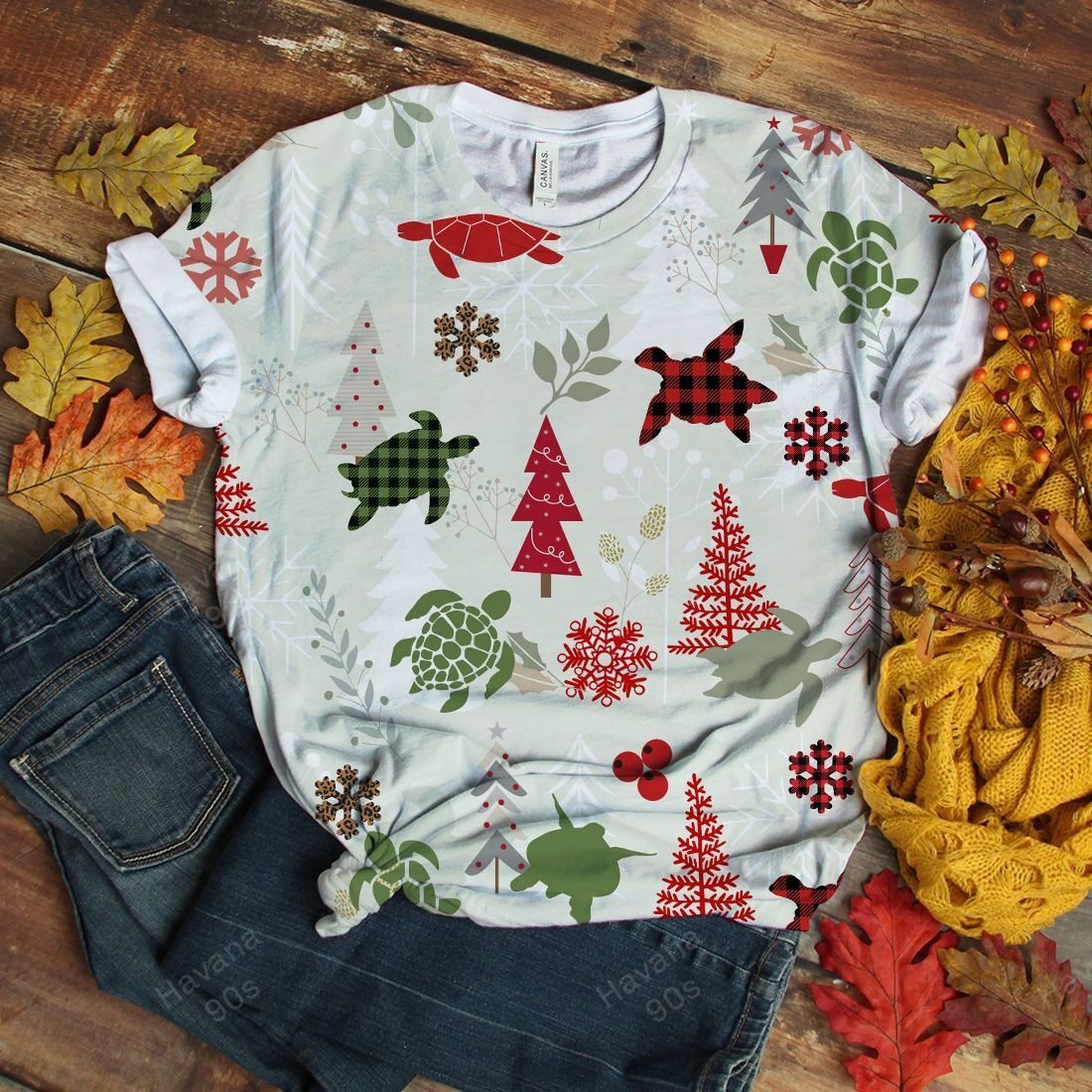 Turtle T-shirt Christmas Flannel