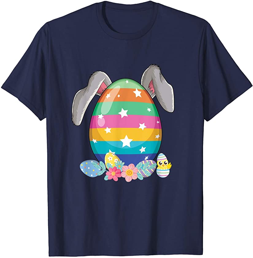 Cute Easter Egg Bunny Ears Boys Girls Kids Funny T-Shirt