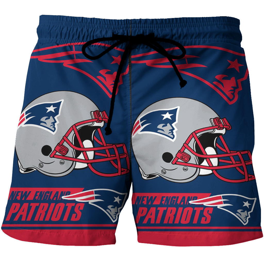 New England Patriots Helmet Red Navy 3D All Over Print Summer Beach Hawaiian Short