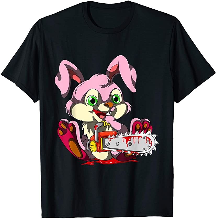 Bloody Chainsaw Bunny Halloween Horror Rabbit T-Shirt